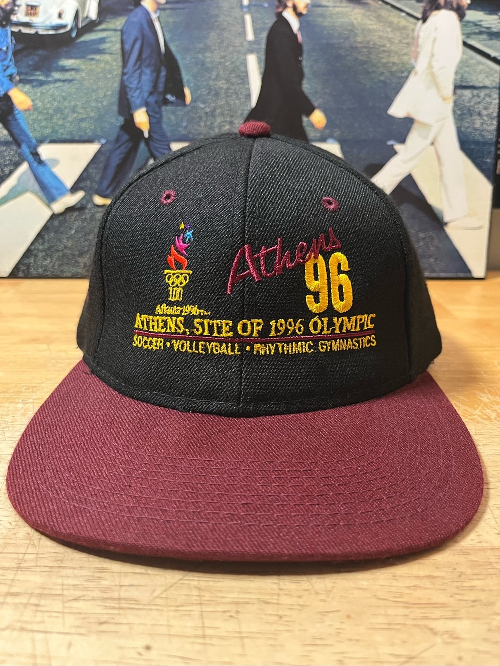 vintage 90s Champion 1996 Olympics Athens leather strap back hat